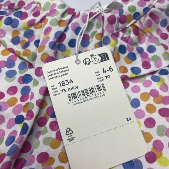 NWT Mayoral Confetti Sundress and Bloomers Size 4-6m. - Picture 4 of 7